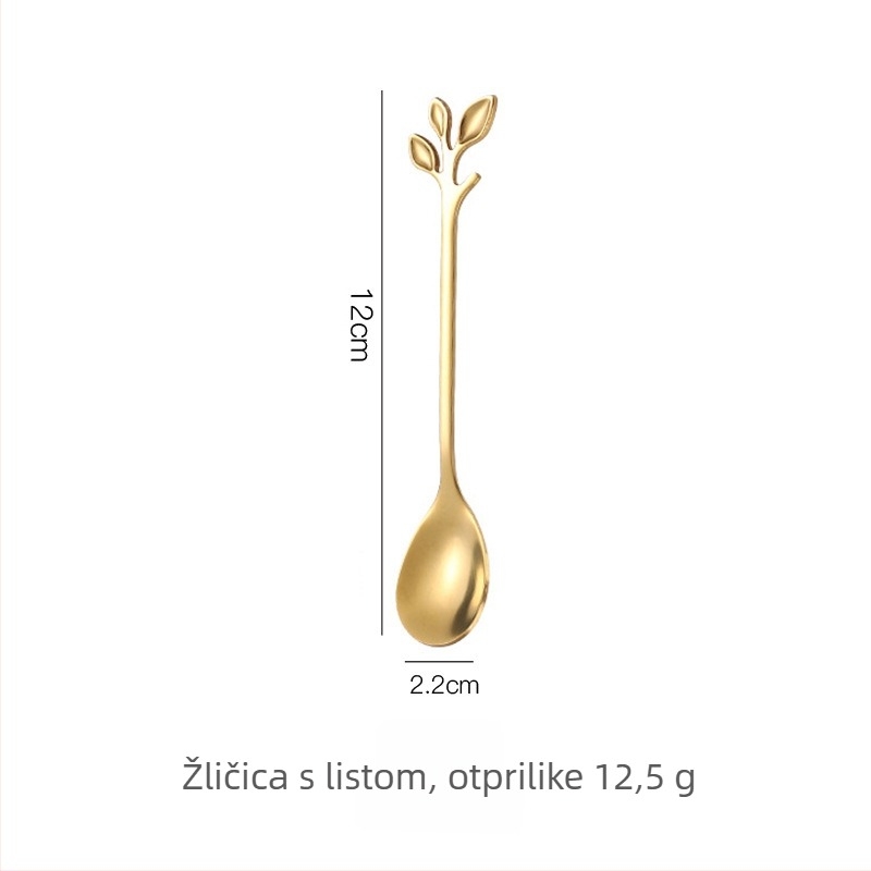 Žlica s dugom drškom i motivom cvijeta trešnje, nehrđajući čelik 410, ogledni završetak, Little Old Man Tableware