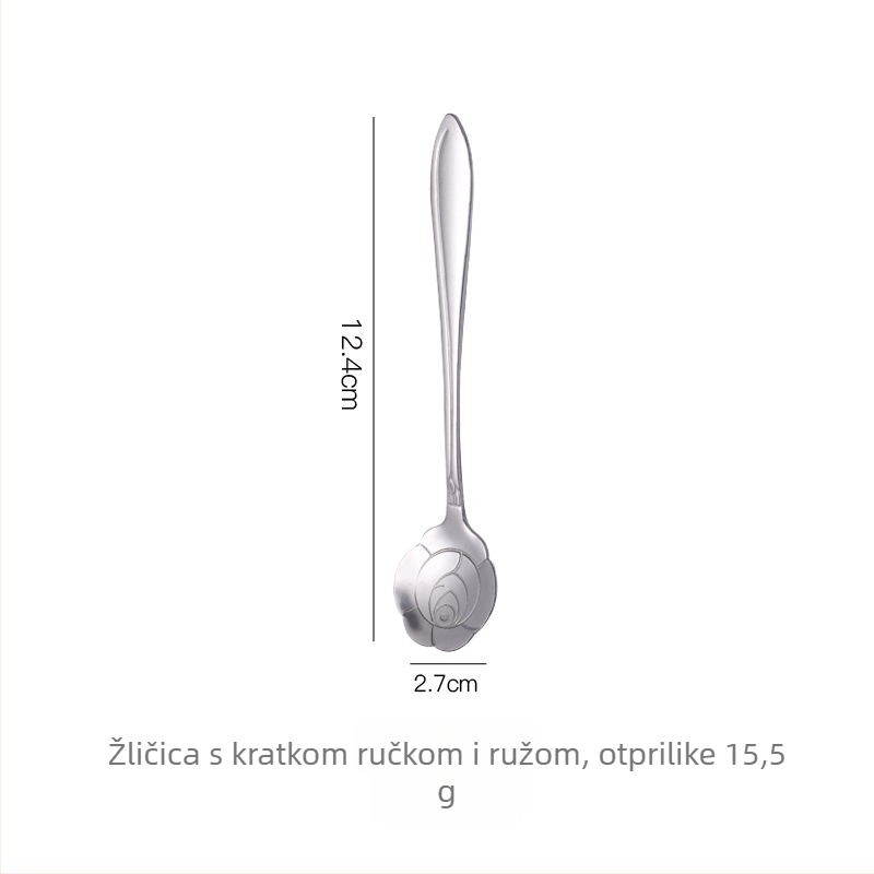 Žlica s dugom drškom i motivom cvijeta trešnje, nehrđajući čelik 410, ogledni završetak, Little Old Man Tableware