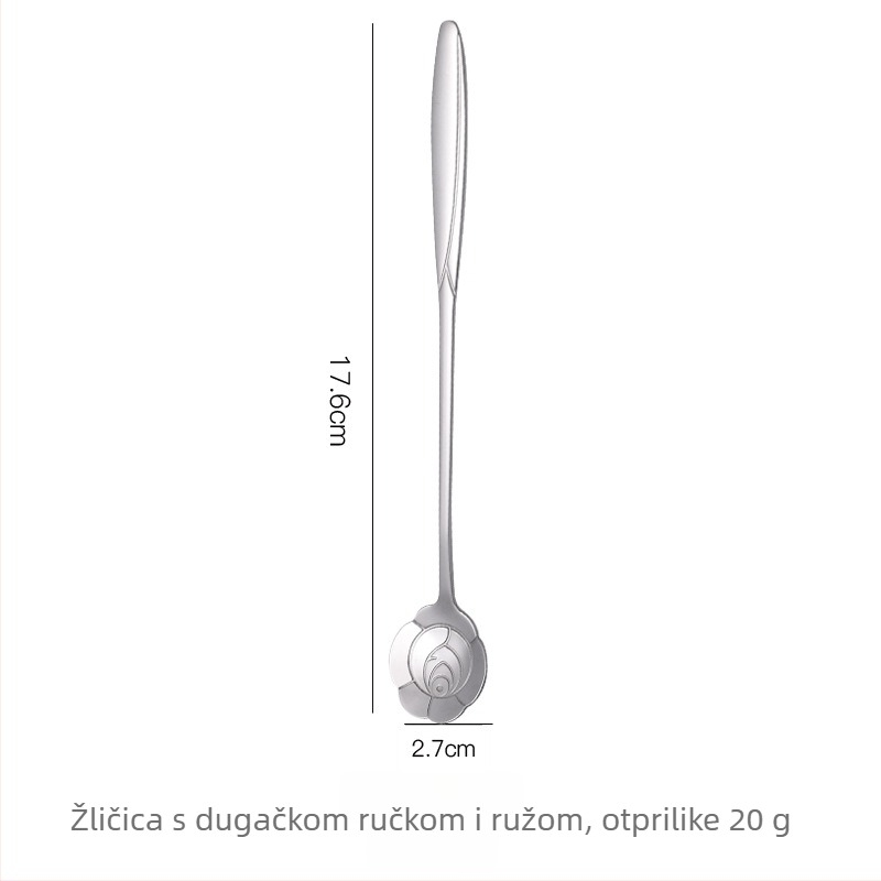 Žlica s dugom drškom i motivom cvijeta trešnje, nehrđajući čelik 410, ogledni završetak, Little Old Man Tableware