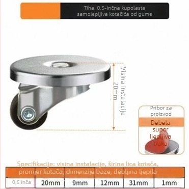 Namještajne kolutovi tihe, s TPE gumom i čeličnim ležajevima, model TPE Furniture Silent Rollers, marka 3T8O