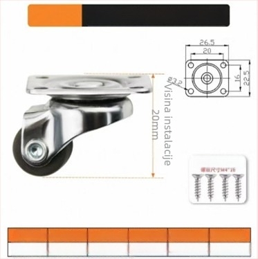 Namještajne kolutovi tihe, s TPE gumom i čeličnim ležajevima, model TPE Furniture Silent Rollers, marka 3T8O