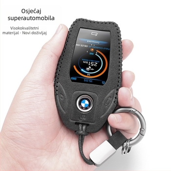 Kućište za BMW LCD ključ kompatibilno s 7-om serijom (730Li, 740 serija), 5-serijom (530Le), 6-serijom GT, X6, X7, X5 — suede materijal, jednostavan stil, mogućnost prilagodbe