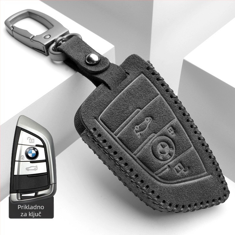 Kućište za BMW LCD ključ kompatibilno s 7-om serijom (730Li, 740 serija), 5-serijom (530Le), 6-serijom GT, X6, X7, X5 — suede materijal, jednostavan stil, mogućnost prilagodbe