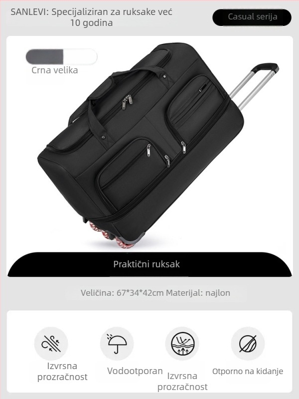 Najlon putna torba, sklopiva i proširiva, kapacitet 20-35 L, unisex dizajn, podstava od poliester
