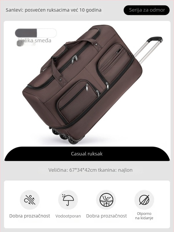 Najlon putna torba, sklopiva i proširiva, kapacitet 20-35 L, unisex dizajn, podstava od poliester