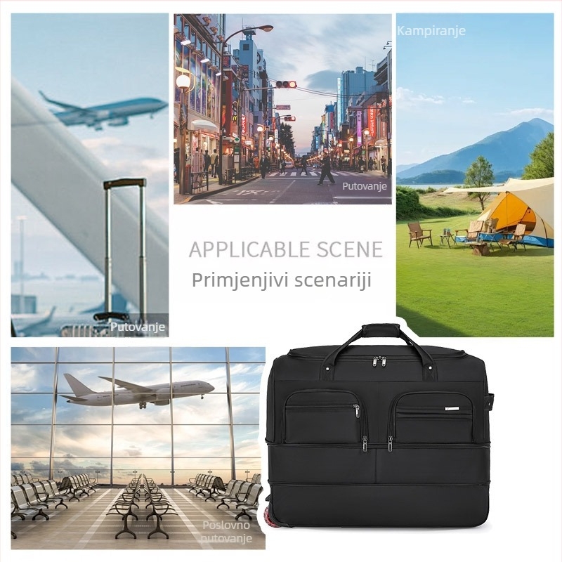 Najlon putna torba, sklopiva i proširiva, kapacitet 20-35 L, unisex dizajn, podstava od poliester