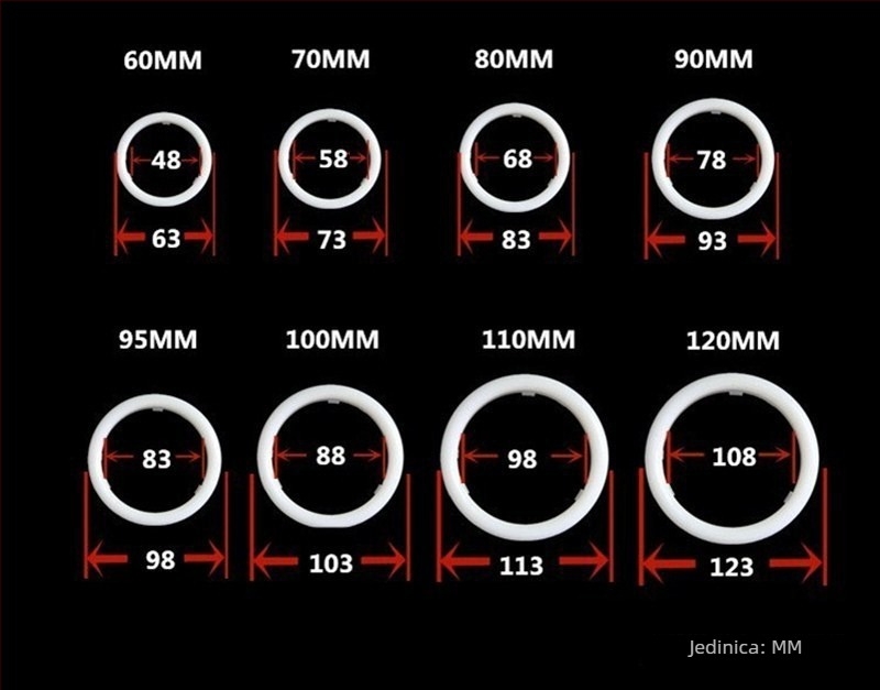 LED anđeoske oči COB, dvobojni Halo prsten bijelo-žuti sa signalizacijom skretanja, promjer 70/80/90/110/120 mm