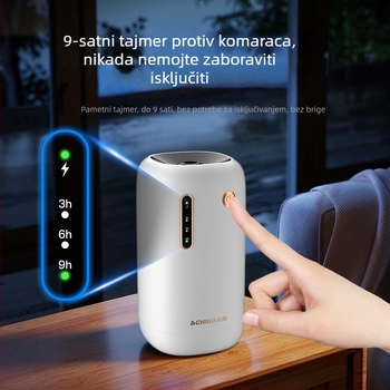 USB bežični ubijač komaraca za unutarnju i vanjsku upotrebu, model Chigo LBH107, LED svjetlo, pokrivenost 21–30㎡, ugrađena baterija 501–800mAh, trajanje 6–8h