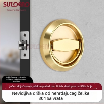 Diskretna brava za vrata od 304 nehrđajućeg čelika, ručka s prstenom za izvlačenje bez bušenja, kružna ugrađena ručka u korejskom stilu, moderan minimalistički dizajn, lagani luksuz; pogodna za spavaću sobu, kupaonu, kuhinju i vrata ormara