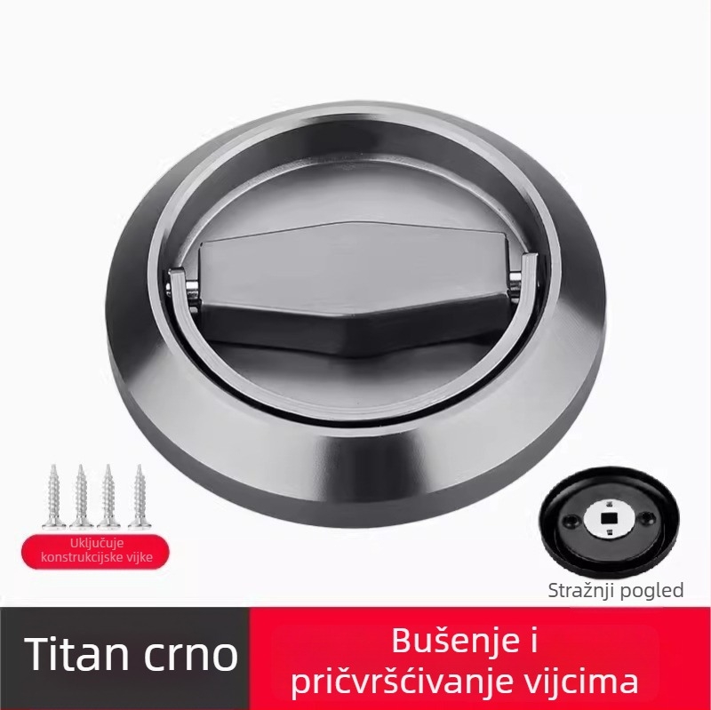 Diskretna brava za vrata od 304 nehrđajućeg čelika, ručka s prstenom za izvlačenje bez bušenja, kružna ugrađena ručka u korejskom stilu, moderan minimalistički dizajn, lagani luksuz; pogodna za spavaću sobu, kupaonu, kuhinju i vrata ormara