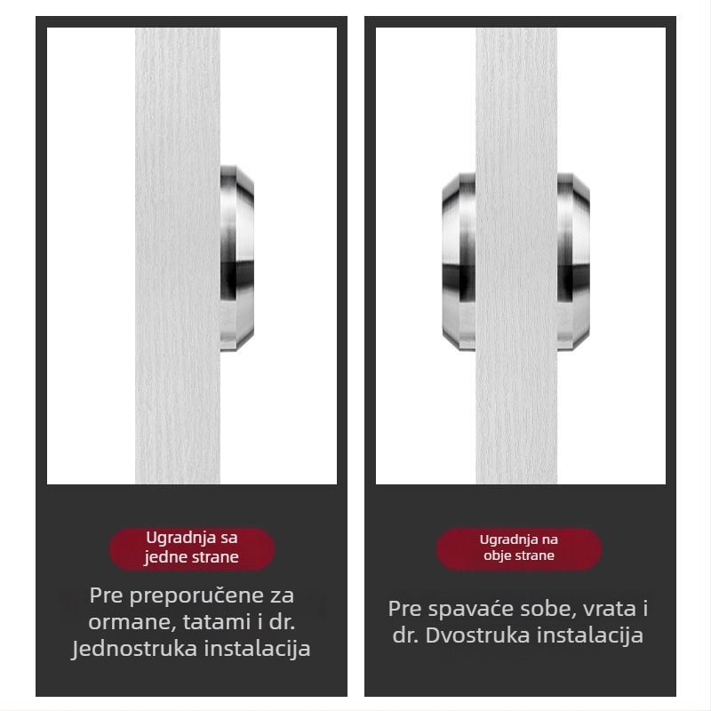 Diskretna brava za vrata od 304 nehrđajućeg čelika, ručka s prstenom za izvlačenje bez bušenja, kružna ugrađena ručka u korejskom stilu, moderan minimalistički dizajn, lagani luksuz; pogodna za spavaću sobu, kupaonu, kuhinju i vrata ormara