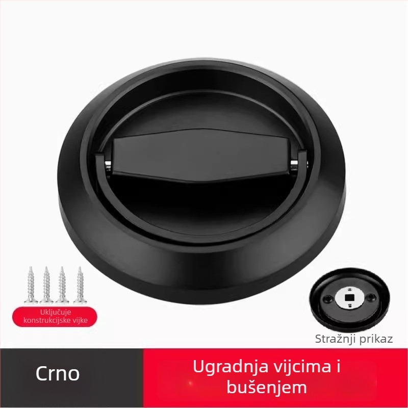 Diskretna brava za vrata od 304 nehrđajućeg čelika, ručka s prstenom za izvlačenje bez bušenja, kružna ugrađena ručka u korejskom stilu, moderan minimalistički dizajn, lagani luksuz; pogodna za spavaću sobu, kupaonu, kuhinju i vrata ormara