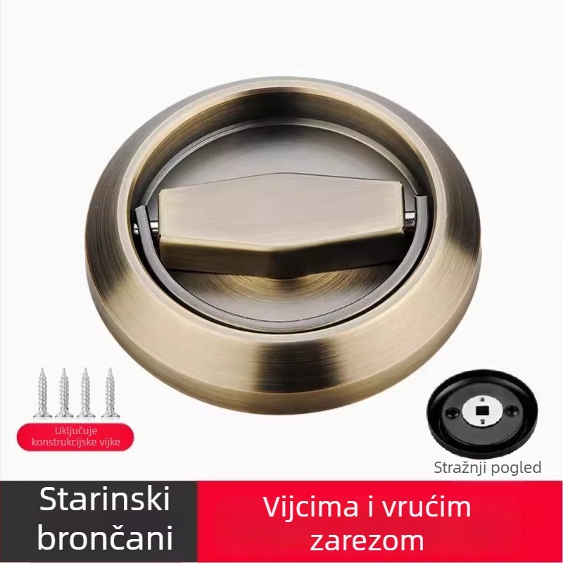 Diskretna brava za vrata od 304 nehrđajućeg čelika, ručka s prstenom za izvlačenje bez bušenja, kružna ugrađena ručka u korejskom stilu, moderan minimalistički dizajn, lagani luksuz; pogodna za spavaću sobu, kupaonu, kuhinju i vrata ormara