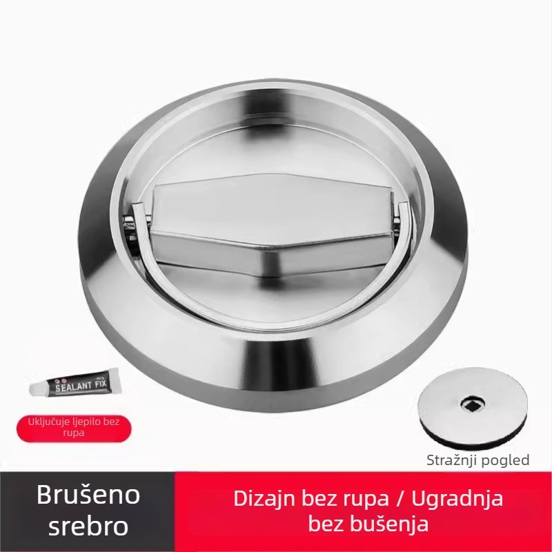 Diskretna brava za vrata od 304 nehrđajućeg čelika, ručka s prstenom za izvlačenje bez bušenja, kružna ugrađena ručka u korejskom stilu, moderan minimalistički dizajn, lagani luksuz; pogodna za spavaću sobu, kupaonu, kuhinju i vrata ormara