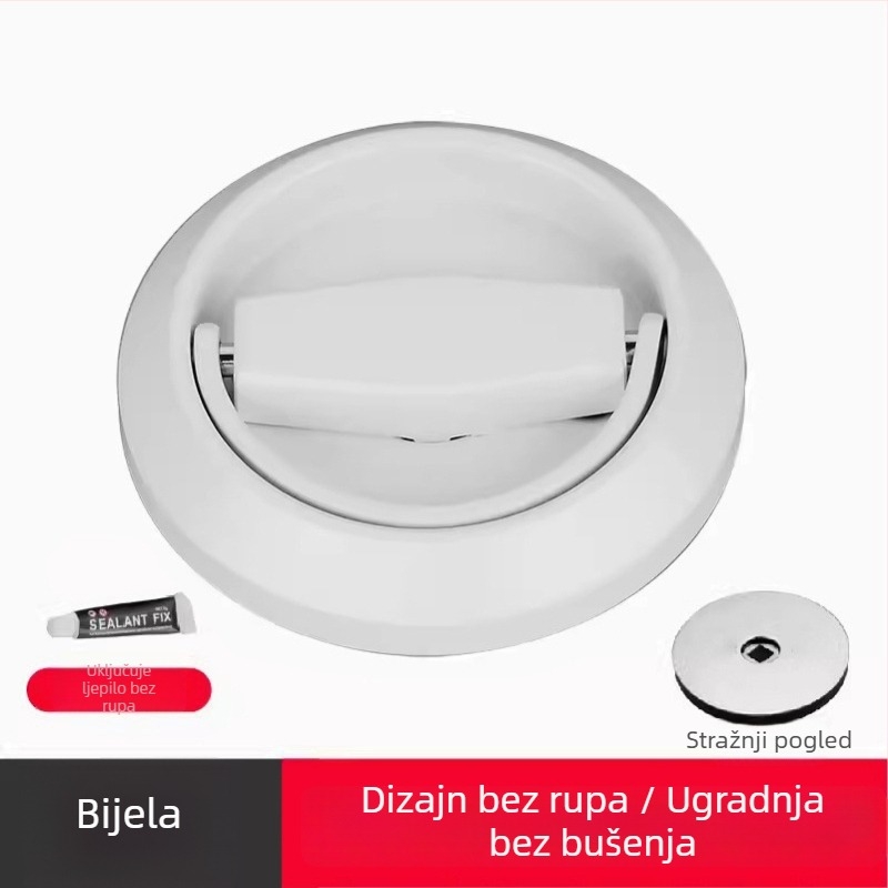 Diskretna brava za vrata od 304 nehrđajućeg čelika, ručka s prstenom za izvlačenje bez bušenja, kružna ugrađena ručka u korejskom stilu, moderan minimalistički dizajn, lagani luksuz; pogodna za spavaću sobu, kupaonu, kuhinju i vrata ormara