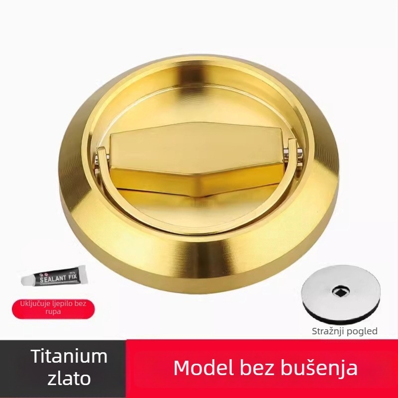 Diskretna brava za vrata od 304 nehrđajućeg čelika, ručka s prstenom za izvlačenje bez bušenja, kružna ugrađena ručka u korejskom stilu, moderan minimalistički dizajn, lagani luksuz; pogodna za spavaću sobu, kupaonu, kuhinju i vrata ormara