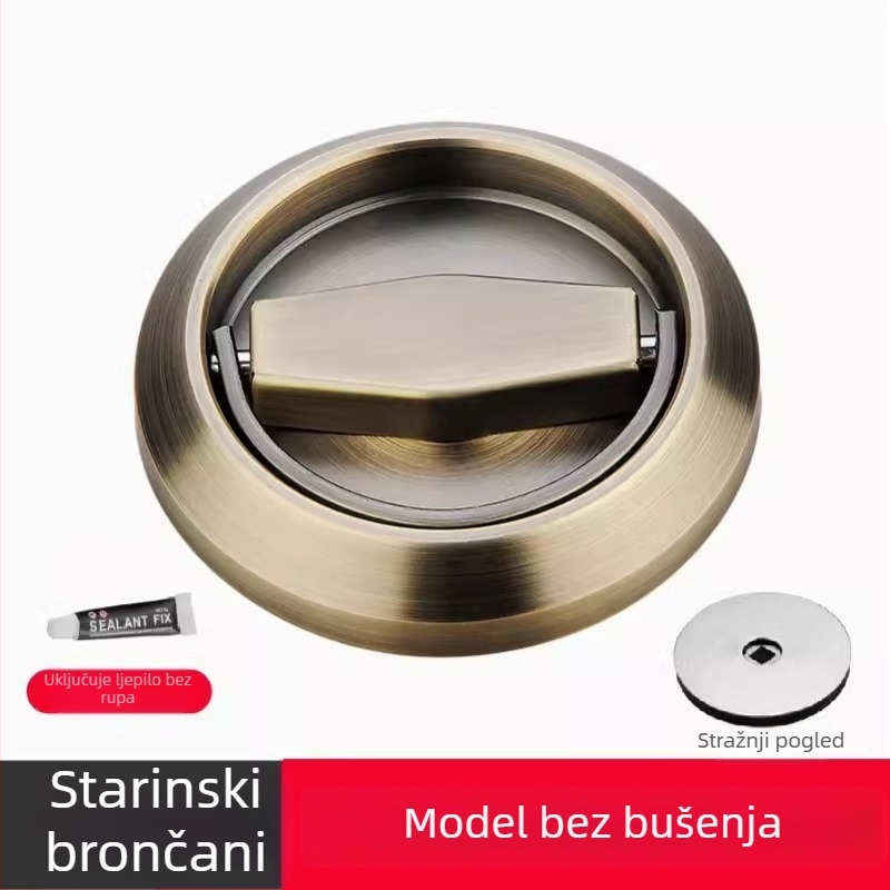 Diskretna brava za vrata od 304 nehrđajućeg čelika, ručka s prstenom za izvlačenje bez bušenja, kružna ugrađena ručka u korejskom stilu, moderan minimalistički dizajn, lagani luksuz; pogodna za spavaću sobu, kupaonu, kuhinju i vrata ormara
