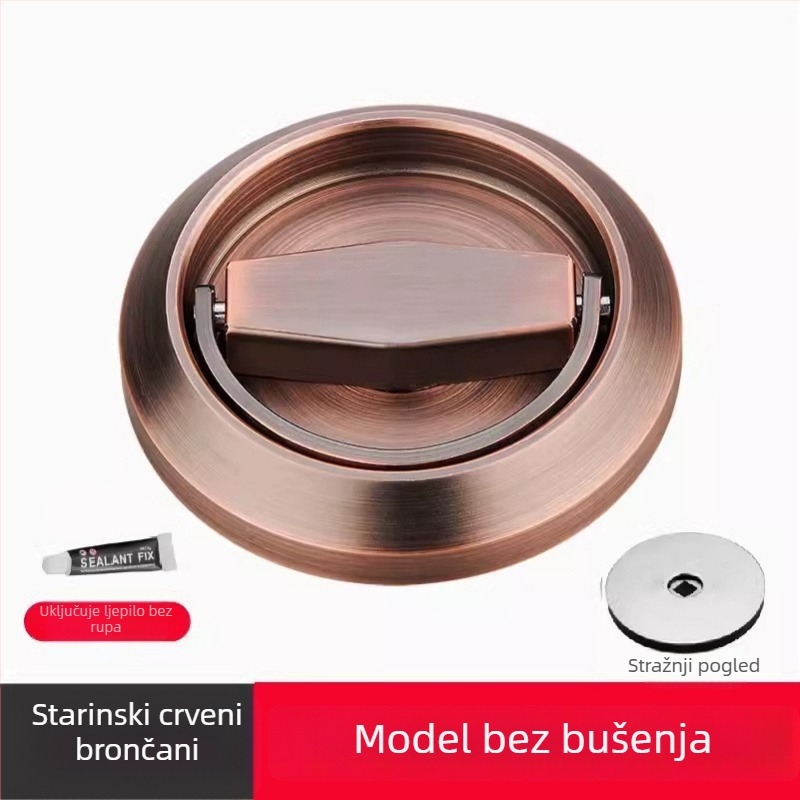 Diskretna brava za vrata od 304 nehrđajućeg čelika, ručka s prstenom za izvlačenje bez bušenja, kružna ugrađena ručka u korejskom stilu, moderan minimalistički dizajn, lagani luksuz; pogodna za spavaću sobu, kupaonu, kuhinju i vrata ormara