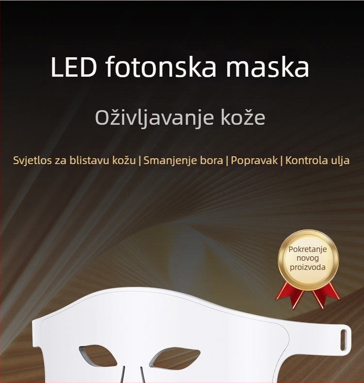 Maska za lice s fotonskom terapijom – punjiva, 3 postavke, kućna uporaba; ublažavanje bora, posvjetljivanje mrlja uz akne, ujednačen ten
