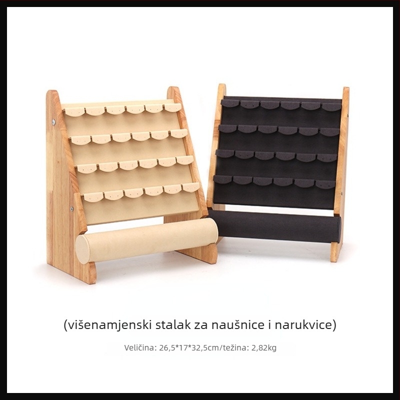 Stalak od masivnog drveta za naušnice, narukvice i ogrlice – elegantan izložbeni stalak