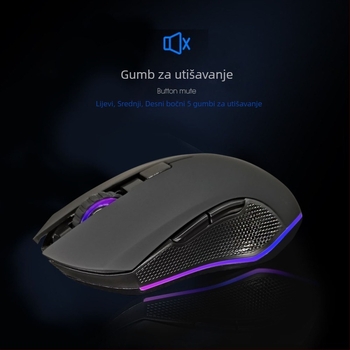 M6 bežična Bluetooth 5.2 miša s dvostrukim načinom povezivanja 2.4G/Bluetooth, USB-C punjenje, 2400dpi, 6 tipki, ergonomski dizajn