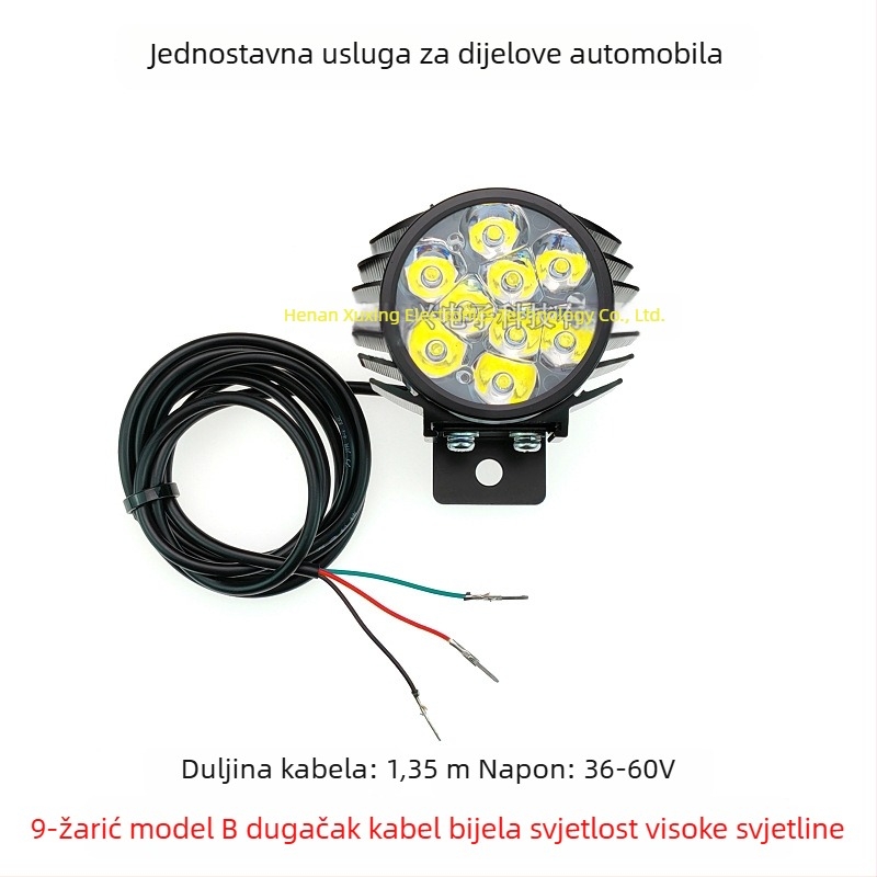 LED prednje svjetlo za sklopivi bicikl, aluminijska legura, 12W, 36-80V, Model YTDD
