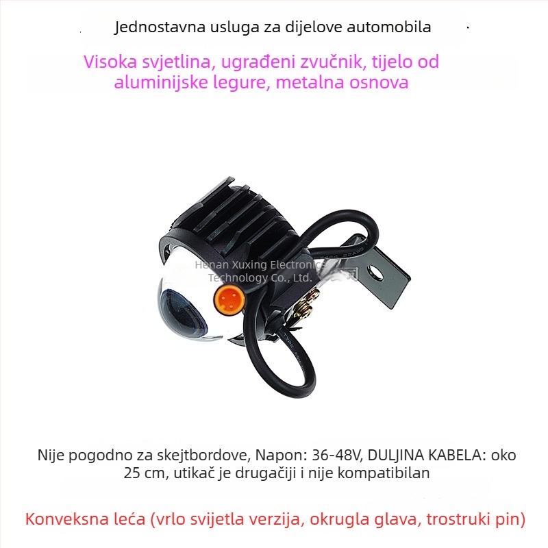 LED prednje svjetlo za sklopivi bicikl, aluminijska legura, 12W, 36-80V, Model YTDD