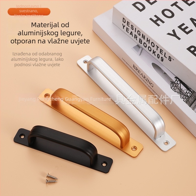 Kuka za vrata od aluminijske legure za staklena i klizna vrata, bez bušenja, moderni minimalistički stil, završna obrada pečene boje, Glory marka