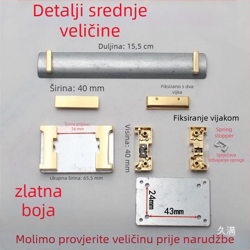 Metalna kopča-klips za torbe s I- i H-oblikom i oprugom – hardver za DIY torbe