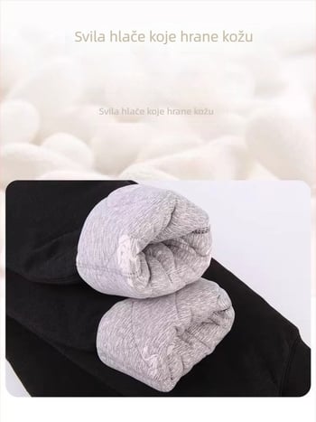 Muške hlače s visokim strukom, punjenje od svileno-pamučne smjese, širok kroj, tkanina od pamukasto-mješane smjese, zima