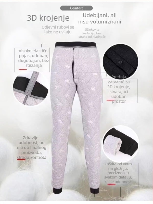 Muške hlače s visokim strukom, punjenje od svileno-pamučne smjese, širok kroj, tkanina od pamukasto-mješane smjese, zima