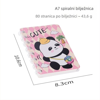 Panda spiralni bilježnica, model A7, 120 stranica, papir 44 g, marka Ieno, Panda serija