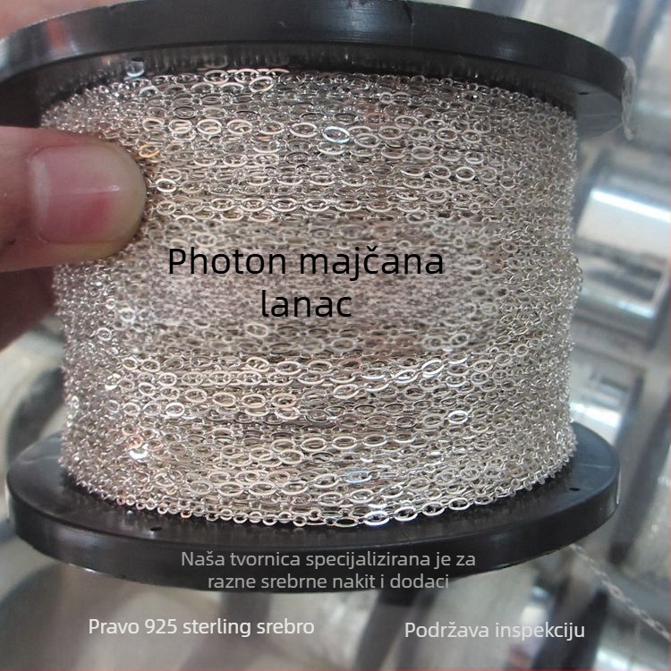Ogrlica od S925 srebra – poluproizvodna optička lančana veriga, dugački lanac, unisex minimalističkog stila (GS-063)