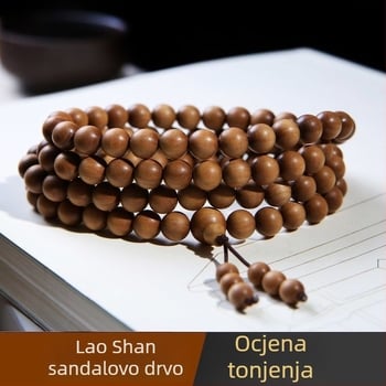 Mala od sandalovog drveta s 108 perli, unisex ogrlica, klasičan stil, polirana izrada