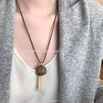 Dugi ogrlica od cinkovog legura za žene, Zodijak znak, Korejski stil, Jesensko 2025 izdanje