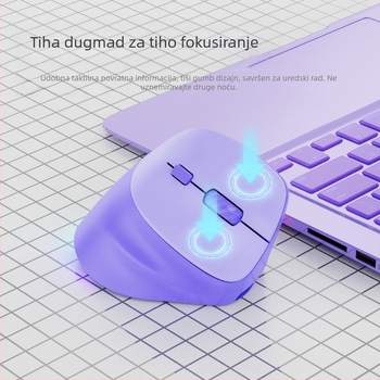 Ergonomski vertikalni bežični miš s dvostrukim načinom napajanja, 2400 DPI, 6 tipki, podržava 2.4G i Bluetooth, za lijevu ili desnu ruku, kompatibilan s desktopom, laptopom, All-in-One i tabletom
