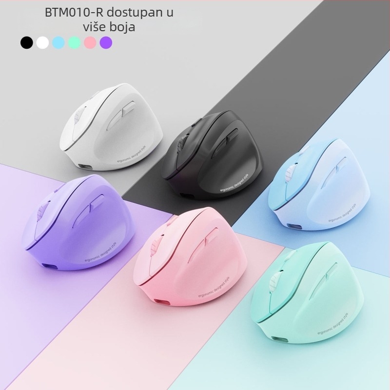 Ergonomski vertikalni bežični miš s dvostrukim načinom napajanja, 2400 DPI, 6 tipki, podržava 2.4G i Bluetooth, za lijevu ili desnu ruku, kompatibilan s desktopom, laptopom, All-in-One i tabletom