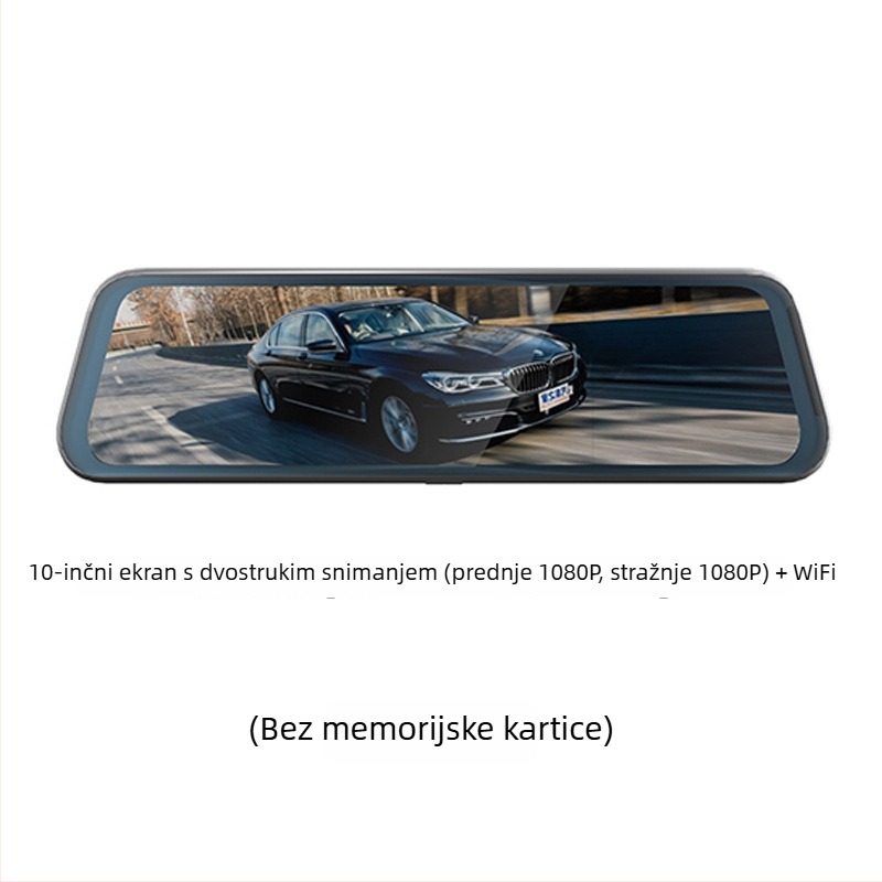 Automobilska kamera s 4K prednjim i stražnjim snimanjem, Wi‑Fi, montaža na retrovizor, trostruki objektiv