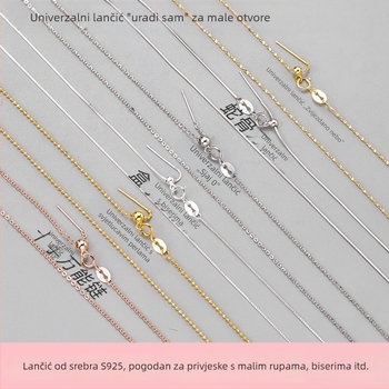 S925 srebro: kutija iglom tipa univerzalnog lanca, s podesivim klavikularnim lancem, DIY privjesak s malom rupom