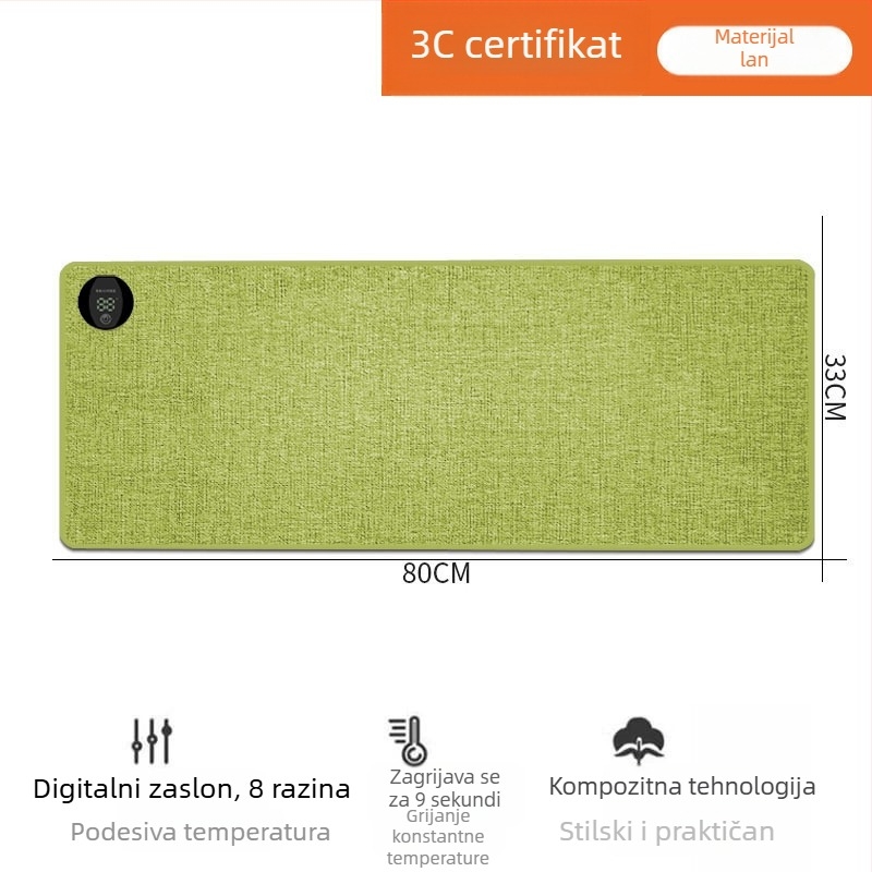 Grijana podloga za stol s tajmerom, velika, za ured