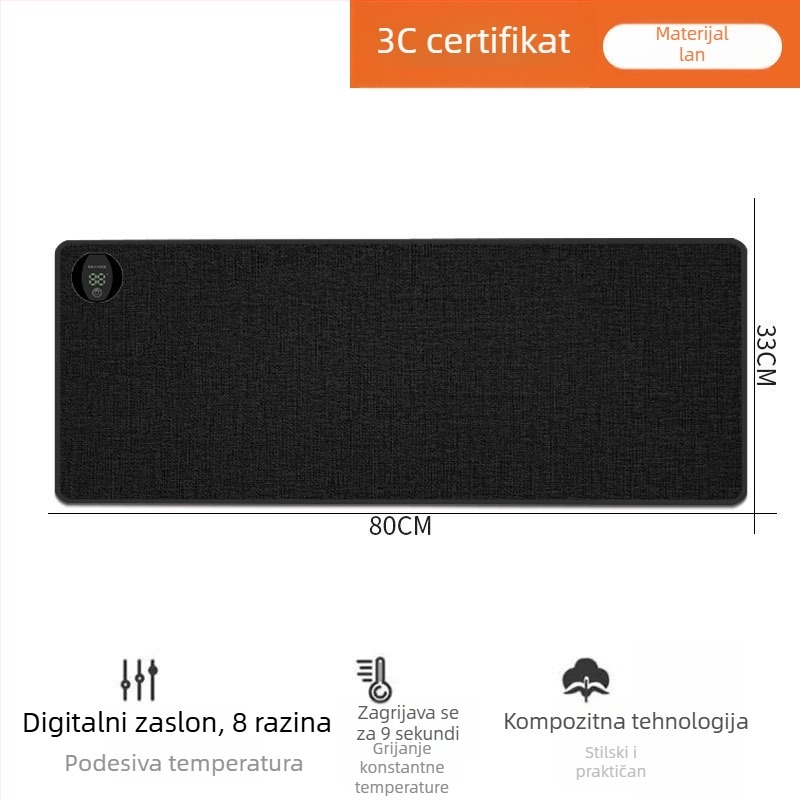 Grijana podloga za stol s tajmerom, velika, za ured