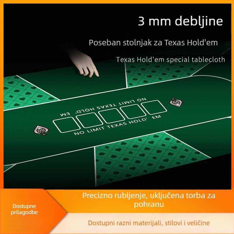 Protuklizna gumena podloga za poker stol (Texas Hold'em, Guandan), 1200 x 600 x 2 mm