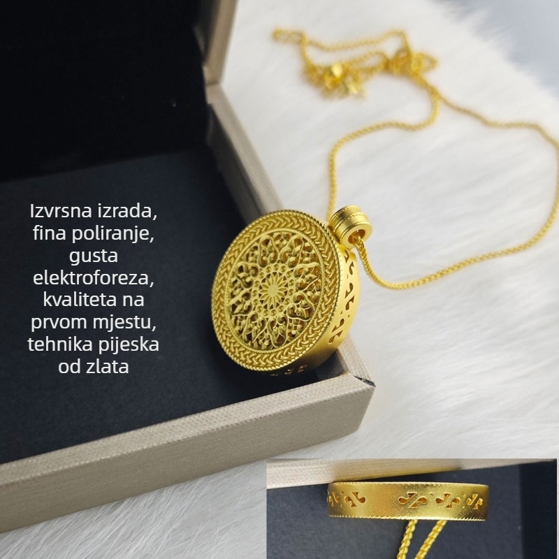 Ogrlica s rotirajućim kompasom - pozlaćeni mesing, lanac u stilu Chopard, brend glssc, hipoalergijski, težina 21 g