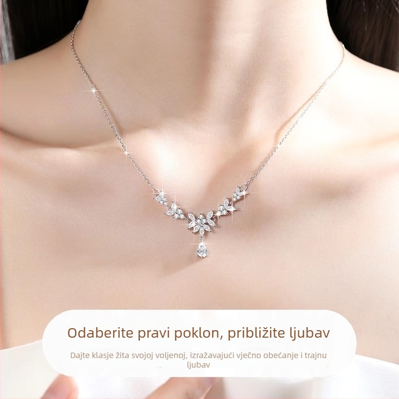 Nakrivica od srebra sa motivom pšenice, clavikularna lanac, elektroplatiranje, oko 3,69 g, jesen 2025