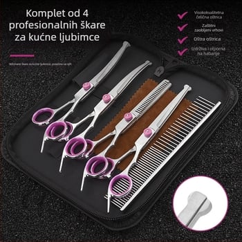 Set za njegu pasa — škare za uređivanje dlake, nehrđajući čelik, Tanizaki, za pse, kutija 500 komada