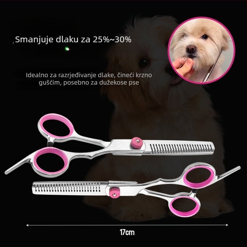 Set za njegu pasa — škare za uređivanje dlake, nehrđajući čelik, Tanizaki, za pse, kutija 500 komada