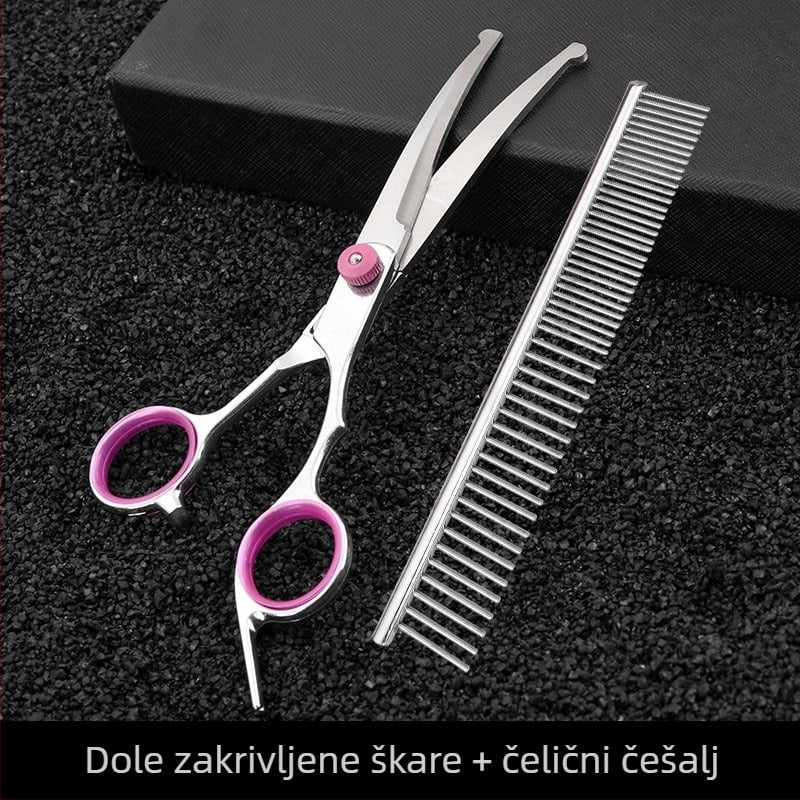 Set za njegu pasa — škare za uređivanje dlake, nehrđajući čelik, Tanizaki, za pse, kutija 500 komada