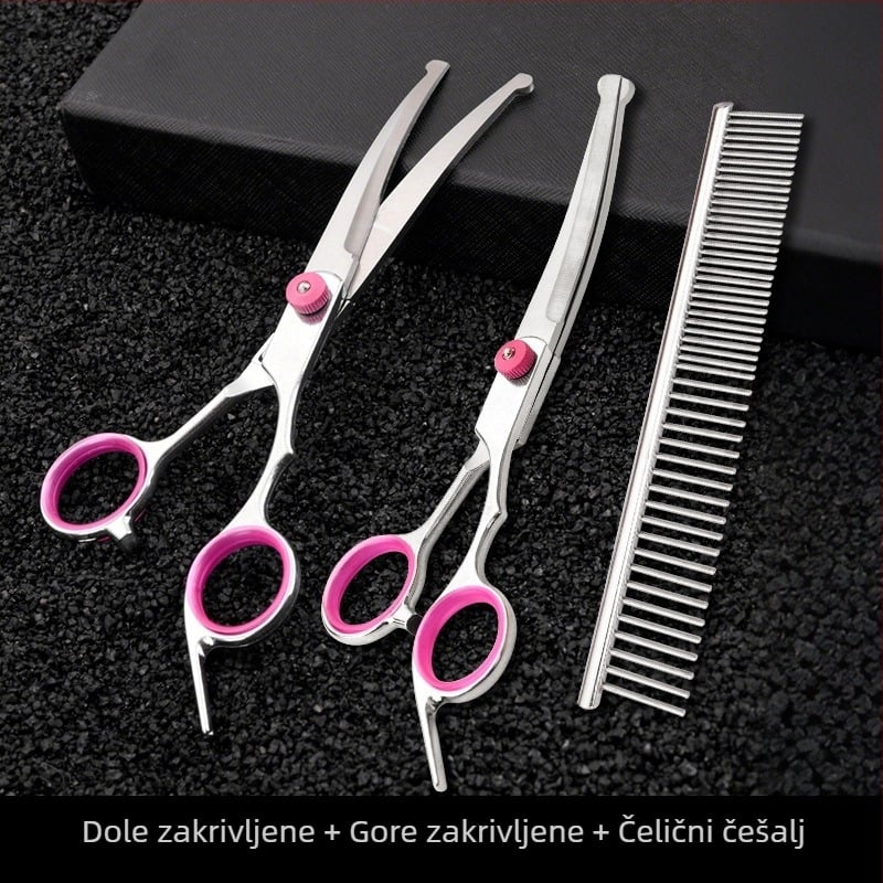 Set za njegu pasa — škare za uređivanje dlake, nehrđajući čelik, Tanizaki, za pse, kutija 500 komada