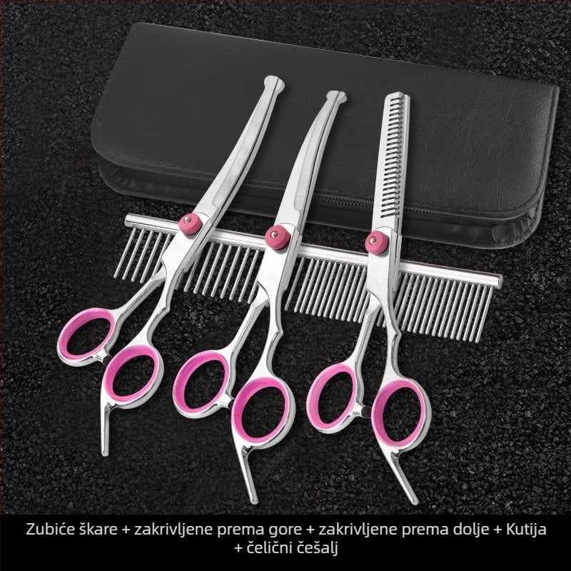 Set za njegu pasa — škare za uređivanje dlake, nehrđajući čelik, Tanizaki, za pse, kutija 500 komada