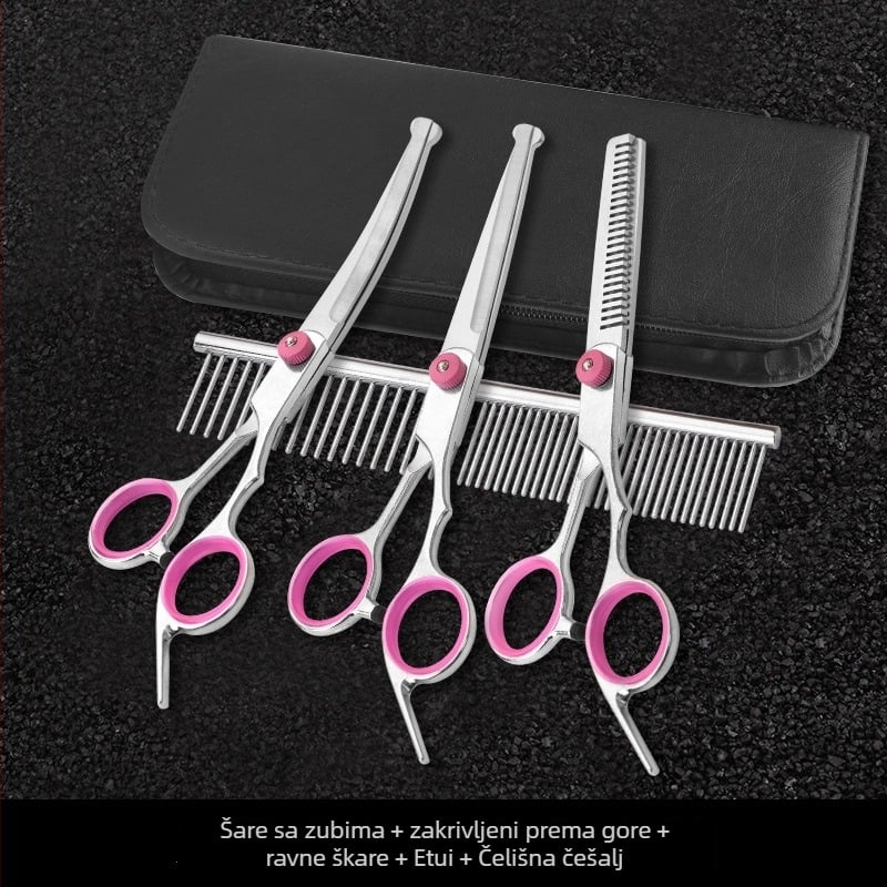 Set za njegu pasa — škare za uređivanje dlake, nehrđajući čelik, Tanizaki, za pse, kutija 500 komada